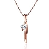 Gorgeous Necklace 18K Rose Gold Zircon Women Jewelry 45cm Chain Dangle Pendant Necklace