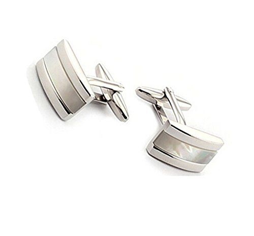 AmDxD Jewelry Stainless Steel Cufflinks for Men Silver Square Stripes