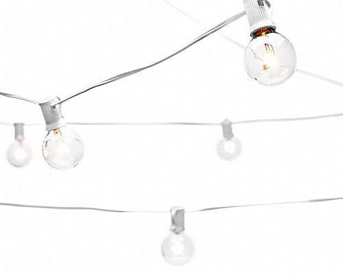 Deneve Globe String Lights with G40 Bulbs by Outdoor Garden Party Patio Bistro Market Cafe Hanging Umbrella Lamp Backyard Lights 100% Guarantee on Light String (White 50 ft)