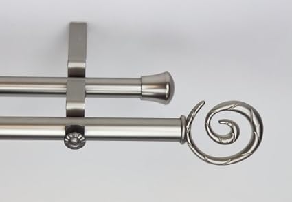 Modern Spiral Double Curtain Rod Size 48 84 W Finish Satin