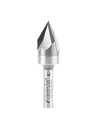 Amana Herramienta 45730 V Groove signmaking & Letras con punta de carburo 60 DEG X 9 16 D x 7 16 CH X 1 4 inch SHK Router Bit