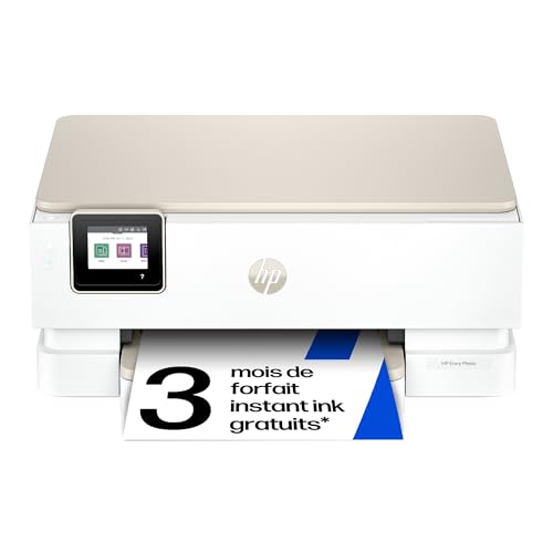 HP Envy Photo 7930, imprimante Multifonction Jet d’Encre Couleur A4, Wi-FI Double Bande, Impression Recto Verso Automatique, ADF de 35 Feuilles, bac Photo, 3 Mois d’Instant Ink, Blanche
