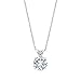 14K White Gold Created Moissanite from Charles & Colvard Solitaire Pendant Necklace For Women (0.50 Cttw, Round 5MM Forever Brilliant with 18 Inch Chain)