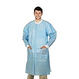 EZGOODZ Disposable Lab Coats. Pack of 10 Sky Blue