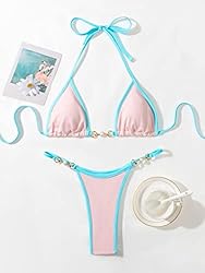 SheIn Women's 2 Piece Colorblock Micro Bikini Set