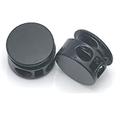 YICBOR DIY 30pcs/lot Round Metal Alloy Stoppers Toggle Cord Locks Drawstring Two Hole Nickle/Black/Satin (Black enamel)