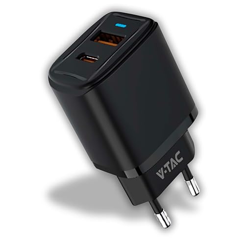 V-TAC Caricatore Rapido 20W con Porta USB-C e USB Type A... en promo sur Amazon