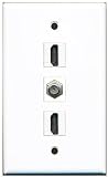RiteAV - 2 Port HDMI and 1 Port Coax Cable TV- F-Type Wall Plate