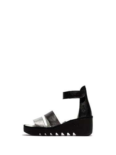 Fly London Damen BONO290FLY Sandal, Silver/Graphite/Black, 42 EU