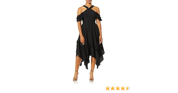 Cold Shoulder Handkerchief Dress 
