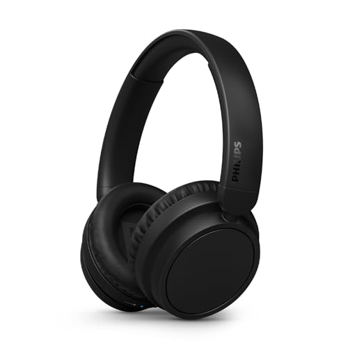 Philips TAH5219BK/00 Leichte On-Ear Wireless Bluetooth Kopfhörer – 65 Std. Akkulaufzeit, natürlicher Klang, klare Anrufe, dynamischer Bass, 2 Std. USB-C-Ladung, Softtasche – Schwarz