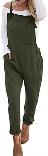 Women's Sleeveless Overall Strappy Pocket Jumpsuit Baggy Romper Bib Loose Trousers