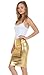 Sakkas 2695 Women's Shiny Metallic Liquid High Waist Pencil Skirt - Gold - X-Large