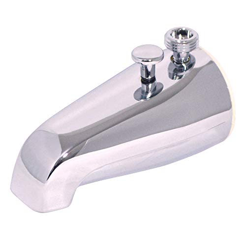 Tub Spout with Rear Diverter and Brass Top Shower Adapater, 3/4 inch to 1/2 inch IPS Face Bushing, 5-1/4 inch Length, Chrome Finish - Thumbnail 2