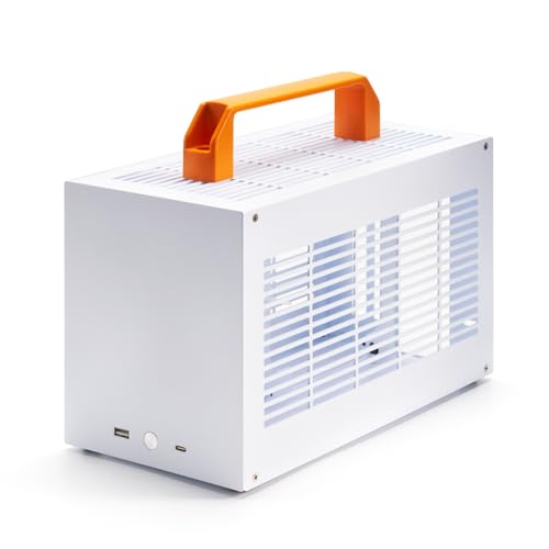 SGPC K49-WT White Mini ITX Case - 8.3L Small Form Factor, Supports GPU up to 300mm, CPU Cooler up to 69mm, SFX PSU, USB 3.0 & Type-C Front I/O, Includes 2 Handles (K49WT)