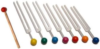 Ira Industry 7 Chakra Tuning Fork Set with Color Balls, Pouch and Mallet