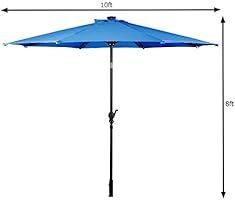 Amazon Com Giantex 10ft Solar Patio Umbrella Outdoor With Lights 8 Ribs Steel Market Umbrella Easy Push Button Tilt And Crank Solar Table Umbrellas For Garden Deck Backyard Pool Indoor Outdoor Use