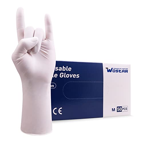 Wostar Nitrile Disposable Gloves Medium Powder Free 4mil 50 Pcs Long 12