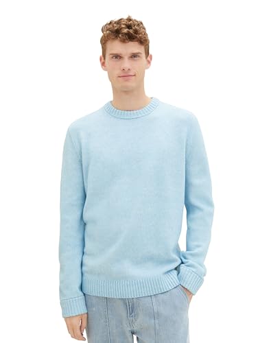 TOM TAILOR Herren Cosy Crewneck Pullover, middle blue white core, XXL
