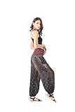 CandyHusky Women's Rayon Smocked Waist Floral Print Baggy Boho Harem Pants