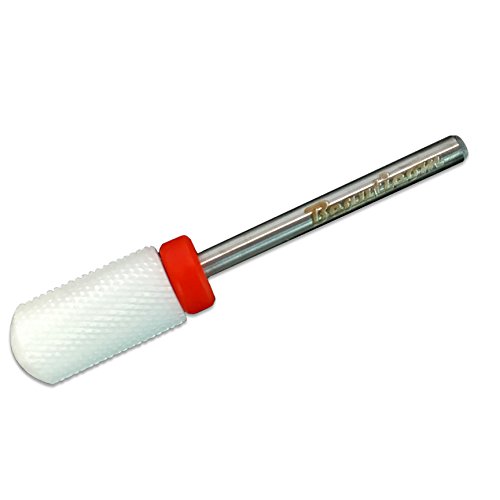 Beauticom Professional USA Ceramic White Smooth Top LARGE Barrel Antibacterial No Clogging Bit Nail Drill (Grit: FINE) 3/32" Shank Size