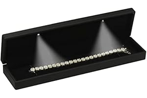 The Jewellery Pak LED Black Bracelet Box .Luxury LED Bracelet Necklace Jewelry Gift Box with Light for Women for Girls for Men Box Dimension 8.86〞(W)*1.97〞(D)*1.38〞(H)