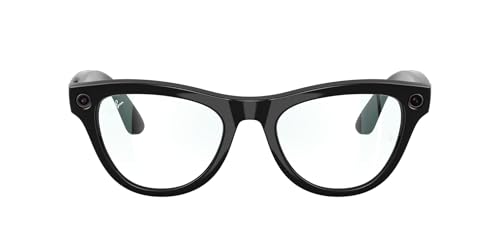 Meta Ray-Ban Meta (Gen 1), Skyler, Shiny Black | Smart AI Glasses for Men, Women — 12 MP Ultra-Wide Camera, Open-Ear Speakers for Audio, Video Recording and Bluetooth — Clear Lenses — Wearable Technology