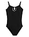Arshiner Kids Girls Sweet Strappy Slim Rhinestone Solid Camisole Leotard,Size 160,Black