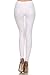 YELETE Women's Basic Five Pocket Stretch Jegging Tights Pants, White, Large