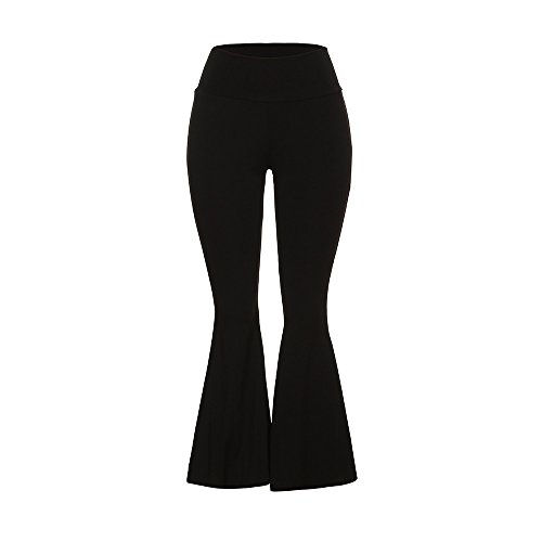 ZEFOTIM Women High Elastic Waist Bell-Bottom Long Trousers Skinny Yoga Flare Dance Pants (M,Black )