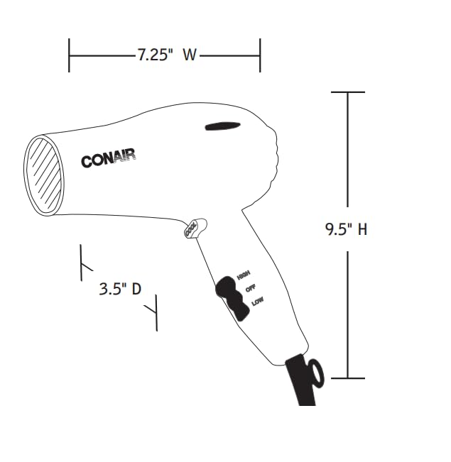 Hairdryer,Handheld,Black,1875 Watts