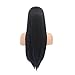 RONGDUOYI Lanting Hair Heat Resistant Fiber Hair Synthetic Wig Mermaid Black Color Silk Straight Synthetic Lace Front Wigs for Women Girls(22inch lace front wig)