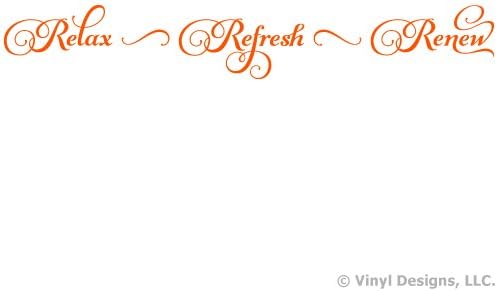 Relax Refresh Renew Quote Vinyl Wall Decal Sticker Art, Removable Words Home Decor, Mural, Pastel Orange