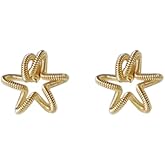 UELSTA Wire-Wrapped Star Stud Earrings for Women Sustainable 14K Gold Plated Recycled Brass Hypoallergenic 925 Sterling Silver Posts PVD Coated Artisanal & Unique 13mm