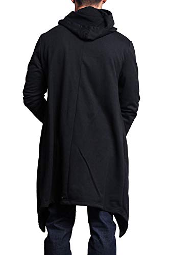 Victorious Men's Long Length Cloak Cardigan Hoodie JK701 - Black - Large - J7A - Thumbnail 2