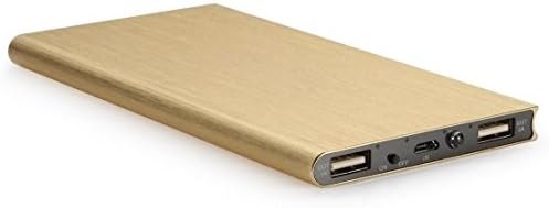 10000mAh Cargador con Batería Externa Portable con Doble Entrada USB y Mini Linterna Incluida para Tus Dispositivos Electrónicos (Dorado)
