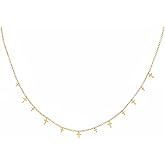 foyjoey 18K Gold Plated Star Cross Heart Charm Choker Necklace for Women Dainty Layered Lip Chain Necklace Stainless Steel Trendy Jewelry Christmas Gifts