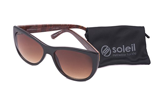 Soleil CANTON Meztli Sunglasses; Subtle Cateye Profile, Brown Gradient Lens, Expressive Aztec or Tie Dye Patterns