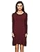 Kissky Women's Basic Long Sleeve Pockets Casual Swing Plain Tshirt Dress (M, Burgundy)