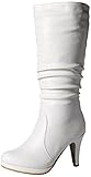 Top Moda Womens Page-43 Mid Calf Round Toe Slouched High Heel Boots