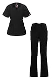 MediFit Women's Solid Scoop Neck Two Pocket Medical Top & Pants Scrub Set