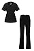 MediFit Women's Solid Scoop Neck Two Pocket Medical Top & Pants Scrub Set