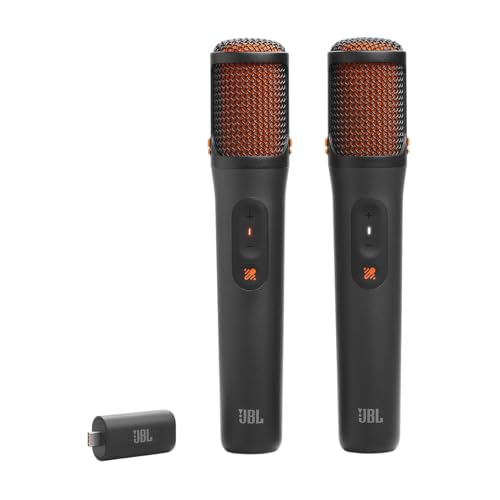 JBL EasySing Mics, 2 kabellose KI-Karaoke-Mikrofone, Schwarz