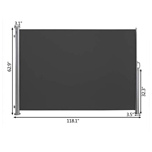 YAOBAO Ausziehbare Markise Seitenmarkise Mit Rahmen Aus Vollaluminium Seitenmarkise Start Sichtschutz Sonnenschutz Einziehbar Sichtschutz Für Balkon, Terrasse Und Garten,Grau – Bild 6