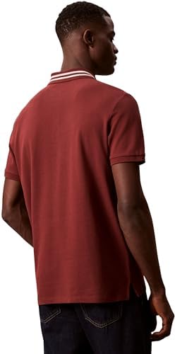 Polo de algodão com ponta piqué, Monograma de manga curta masculino, cinzento (Mocha Moment), M