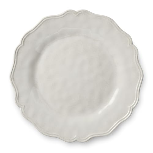 Isabella Cream 11-Inch Dinner Plate, Soft Cream Hue with Crackle Detailing & Sc…