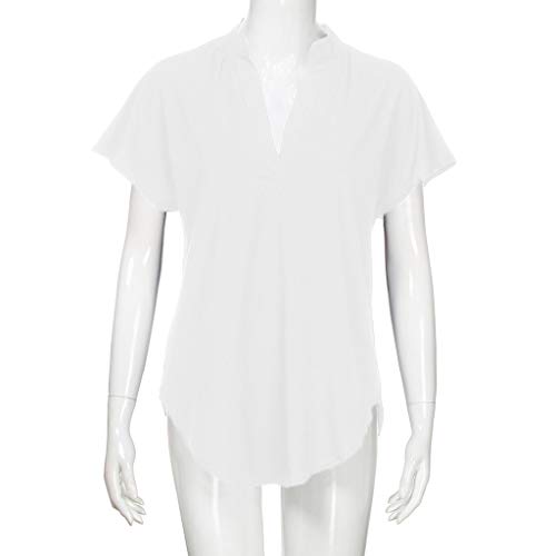 Women's Sexy Tops 2019,Women Ladies Summer Chiffon Solid Short Sleeve Casual Shirt Tops Blouse T-Shirt Under 10 Dollars White - Thumbnail 3
