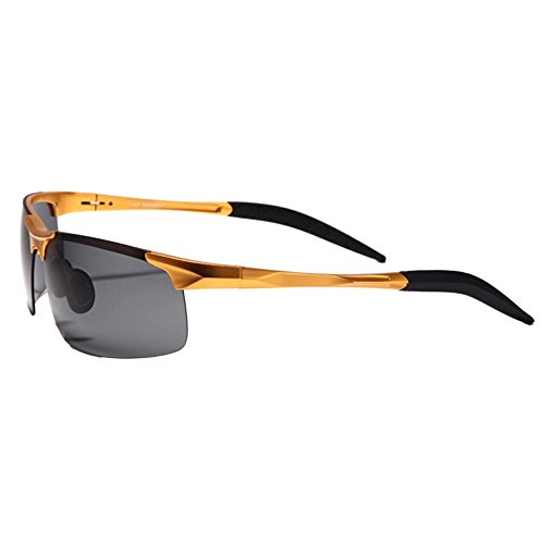 MOTELAN Men's Polarized Sunglasses for Driving Fishing Golf Metal Glasses UV400 Gold - Thumbnail 2
