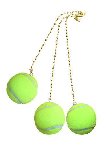 Decorative Tennis Ball Sports Ceiling fan pull with beaded chain - 3 Pack - FA1009