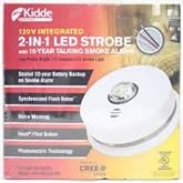 Kidde P4010ACLEDSCA Integrated 120 V AC Wire-in Smoke Alarm with LED Strobe light-10-year Sealed Battery Backup and